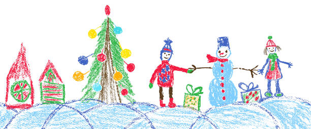 istock Like child hand drawing christmas space holiday border. 1182316967