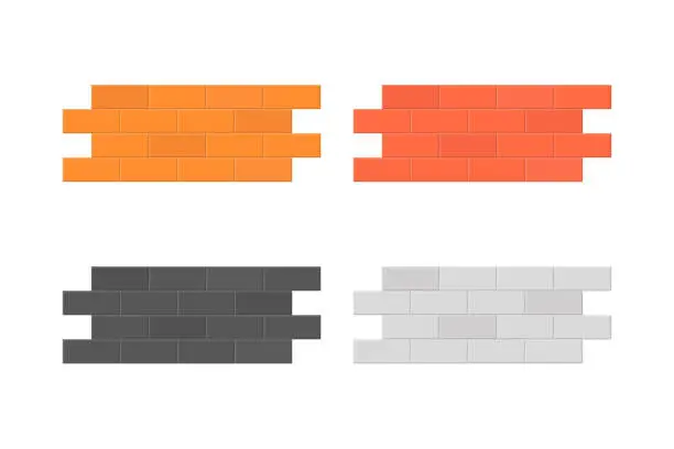 Vector illustration of Set of Brick wall. Vector illustration in flat design