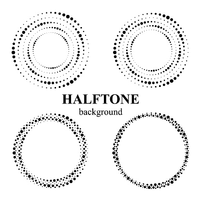 Halftone circle abstract design for any projects. Vector EPS10 illustration. Abstract dotted vector background.