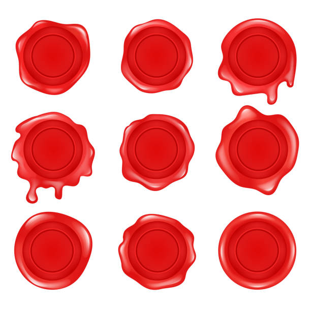 istock Wax red stamp collection isolated set. Vector flat cartoon graphic design illustration 1182320964