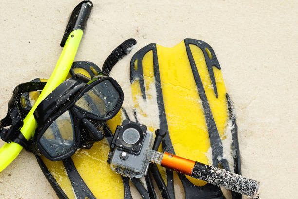 istock Equipment for snorkeling and action camera 1182322017