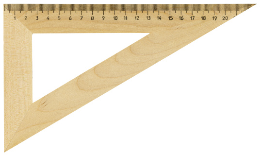 Metric wooden triangle isolated with clipping path. Very high resolution and lot of details.