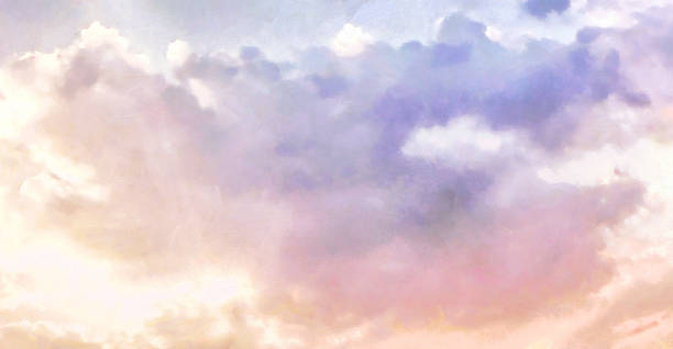 istock Aesthetic Pastel Wallpapers. Sky with Clouds Realistic Painting 1182327428