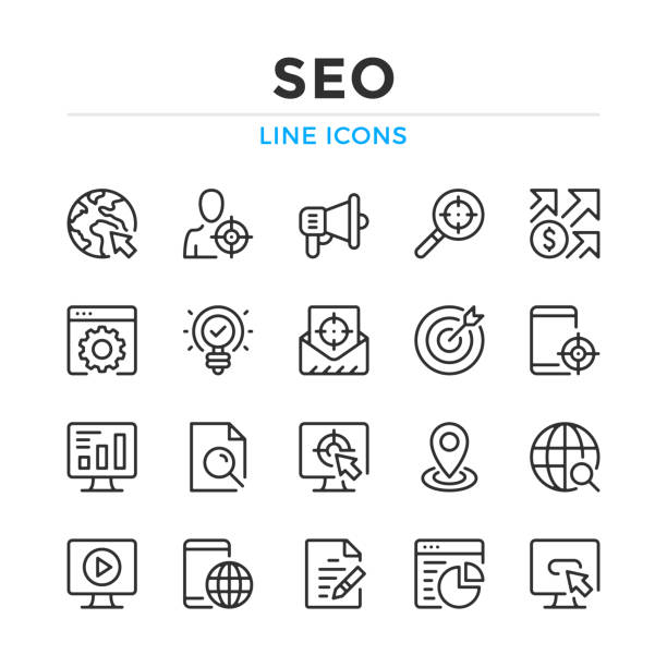 SEO line icons set. Modern outline elements, graphic design concepts. Stroke, linear style. Simple symbols collection. Vector line icons SEO line icons set. Modern outline elements, graphic design concepts. Stroke, linear style. Simple symbols collection. Vector line icons customer engagement stock illustrations