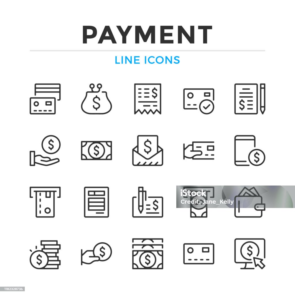 Se establecen iconos de línea de pago. Elementos de esquema modernos, conceptos de diseño gráfico. Trazo, estilo lineal. Colección de símbolos simples. Iconos de línea vectorial - arte vectorial de Ícono libre de derechos Se establecen iconos de línea de pago. Elementos de esquema modernos, conceptos de diseño gráfico. Trazo, estilo lineal. Colección de símbolos simples. Iconos de línea vectorial - arte vectorial de Ícono libre de derechos