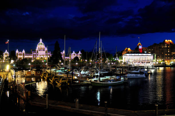istock Illuminated Victoria Harbour At Night Vancouver Island Canada 1182333895