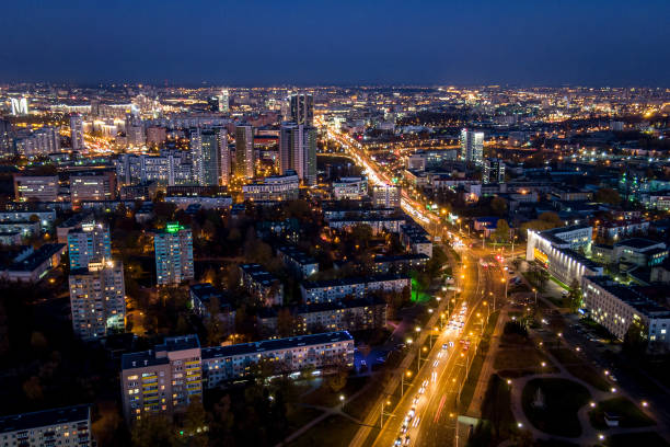 istock Night city photographed from the air 1182339721