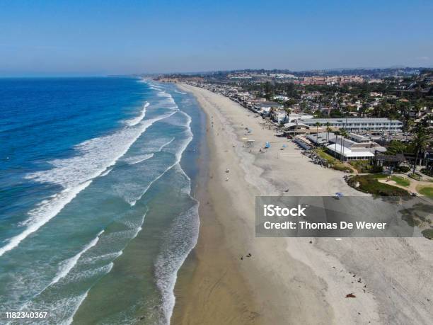 Aerial View Of Del Mar Coastline And Beach Stock Photo - Download Image Now - Del Mar - California, San Diego, Sea