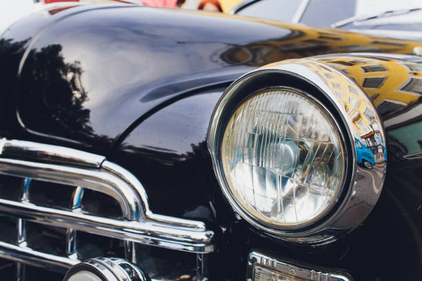 istock View of black classic vintage Soviet car 1182341771