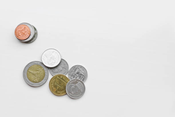 istock Coins - Thai baht on a white background. Thai currency. 1182342341
