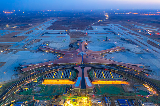 Beijing, China - on December 16, 2018:Beijing Daxing International Airport is a new airport construction project which will serve Beijing, China.It Set to open in late 2019, with eight runways serving 100 million passengers annually, Beijing's Daxing International will becoming the world's largest airport.