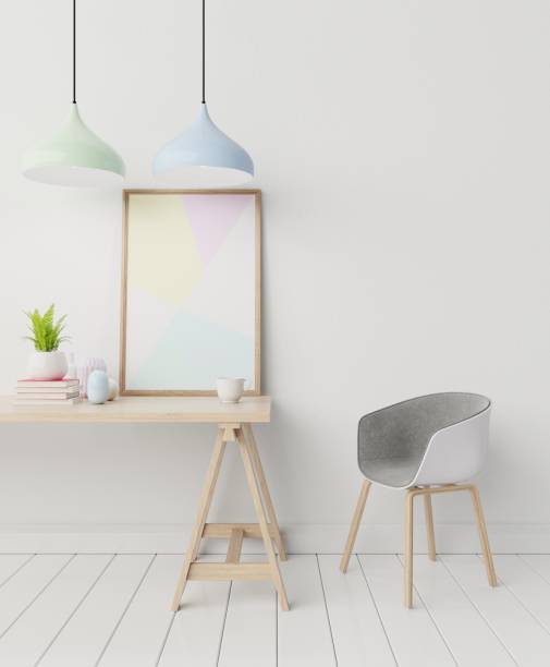 istock Interior poster mockup with vertical empty room with white wall. 1182345603