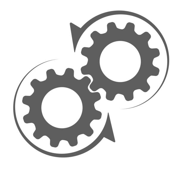 무한 메커니즘 - gear bicycle gear symbol industry stock illustrations