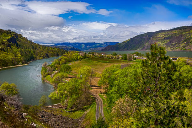 istock Beautiful summer landscape of river valley 1182352642