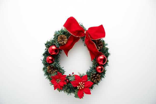 istock Christmas holiday greeting design mockup on white background 1182352927