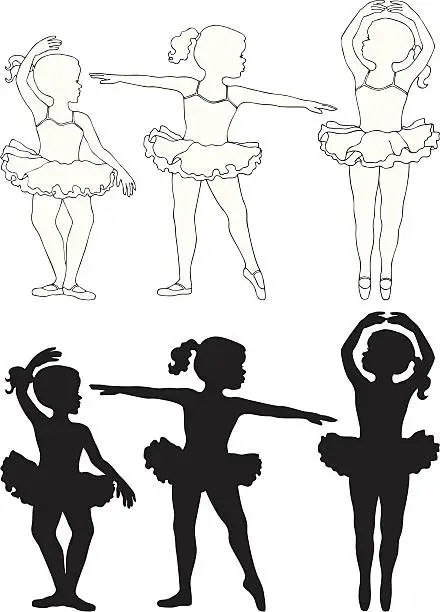 Vector illustration of Little girls ballet dancing
