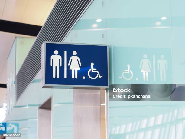 Public Restroom Sign Stock Photo - Download Image Now - Restroom Sign, Public Restroom, Sign