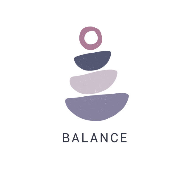 젠 스톤 플랫 벡터 일러스트레이션. 세련 된 프린트, t 셔츠 디자인 요소. 균형과 조화 개념 - stone zen like buddhism balance stock illustrations