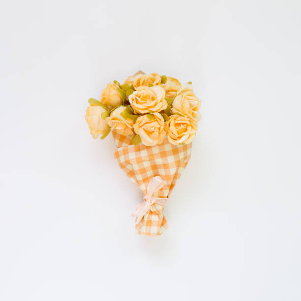 Yellow flower bouquet on white background Yellow flower bouquet on white background artificial flower stock pictures, royalty-free photos & images