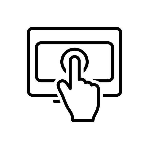 Pay per click Icon for pay per click, pay, per, click, subscribe, optimization, emblem, touch, button subscription stock illustrations