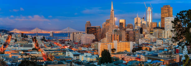 istock San Francisco skyline panorama at dusk with Bay Bridge and downtown skyline 1182362068