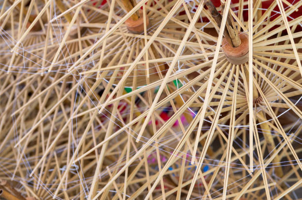 istock Wooden racks for traditional thai umbrellas 1182362229