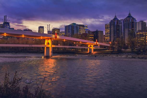 istock Night Views Of The Bow River By Downtown Calgary 1182364786