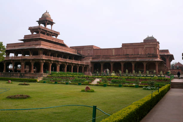 Fatehpur Sikri, Agra, India. Agra, Uttar Pradesh / India - February 7, 2012 : An architectural exterior view of the Panch Mahal a five-storied palatial structure in the courtyard of the Jodhabai's palace in Fatehpur Sikri, Agra. jodha bai's palace stock pictures, royalty-free photos & images