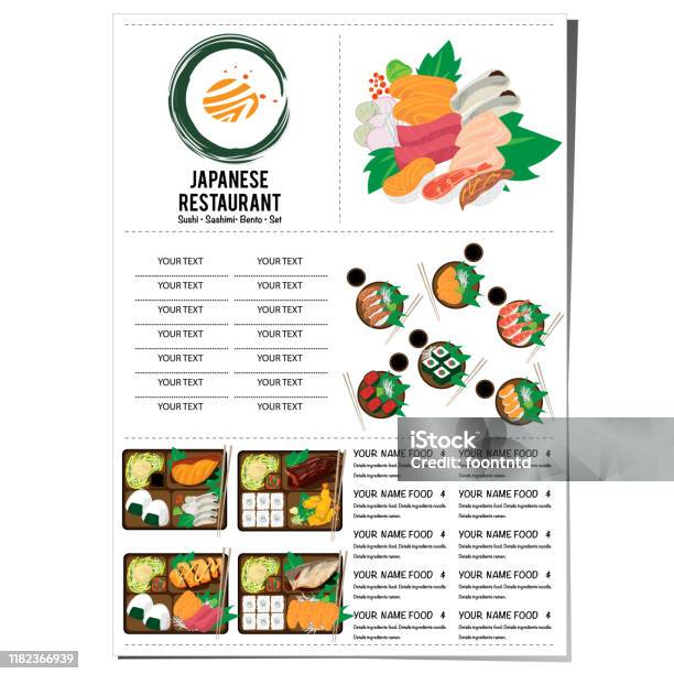 Sushi Example Grid Menu Sushi Japanese Restaurant Menu Template Design Graphic Stock ...