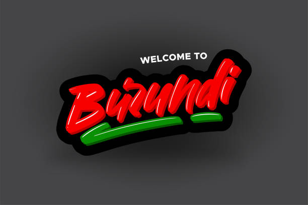 willkommen in burundi modernen pinsel schrifttext. vector illustration logo für business, print und werbung. - architecture international landmark famous place decoration stock-grafiken, -clipart, -cartoons und -symbole