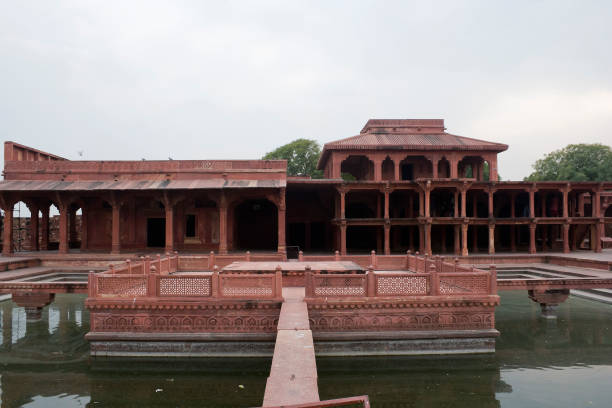 Fatehpur Sikri, Agra, India. Agra, Uttar Pradesh / India - February 7, 2012 : The Anup Talao and the Khwabgah (house of dreams) Akbar's residence in the courtyard of the Jodhabai's palace in Fatehpur Sikri, Agra. jodha bai's palace stock pictures, royalty-free photos & images