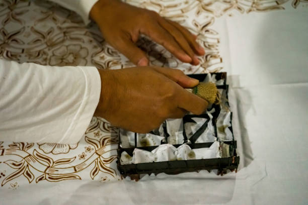 istock Making process of stamping Batik fabric. 1182371066