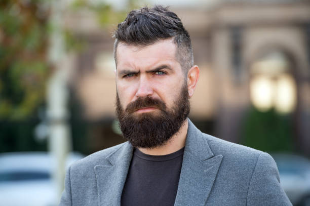 istock Stylish beard and mustache fall and winter season. Bearded and cool. Barber tips maintain beard. Hipster appearance. Beard fashion and barber concept. Man bearded hipster stylish fashionable coat 1182372446