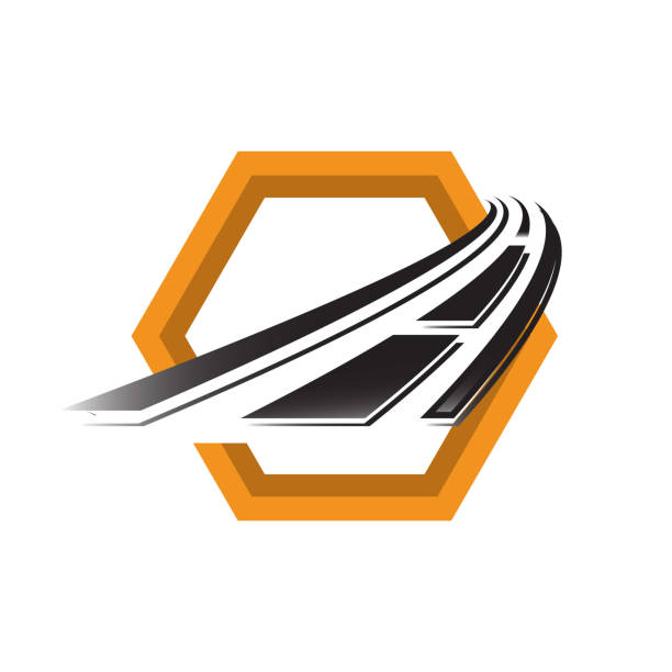 ilustrações, clipart, desenhos animados e ícones de manutenção estrada construção logotipo design criativo sinal conceito - concrete curve highway symbol