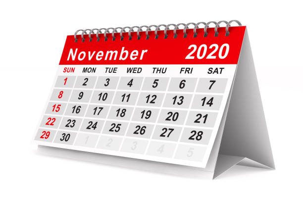 istock 2020 year. Calendar for November. Isolated 3D illustration 1182377276