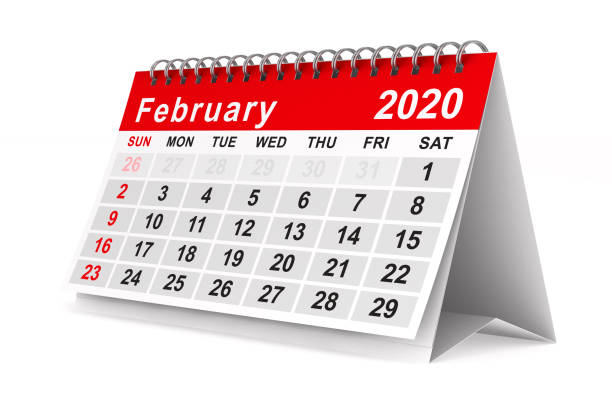 istock 2020 year. Calendar for February. Isolated 3D illustration 1182377285