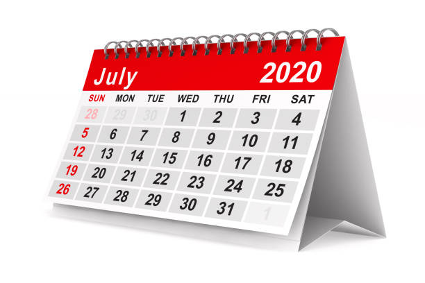 istock 2020 year. Calendar for July. Isolated 3D illustration 1182377307