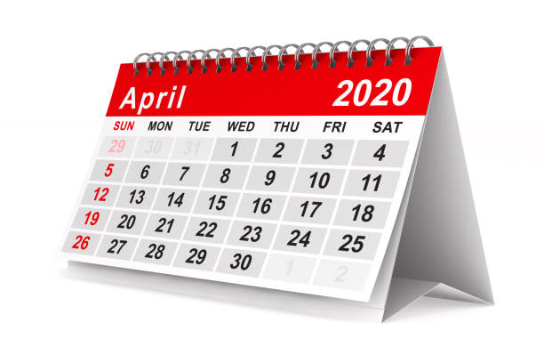 istock 2020 year. Calendar for April. Isolated 3D illustration 1182377325