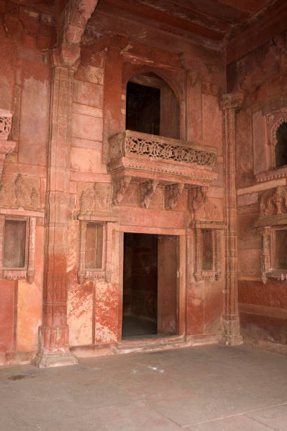 Fatehpur Sikri, Agra, India. Agra, Uttar Pradesh / India - February 7, 2012 : An architectural interior view of the Jodhabai palace in Fatehpur Sikri, Agra. jodha bai's palace stock pictures, royalty-free photos & images