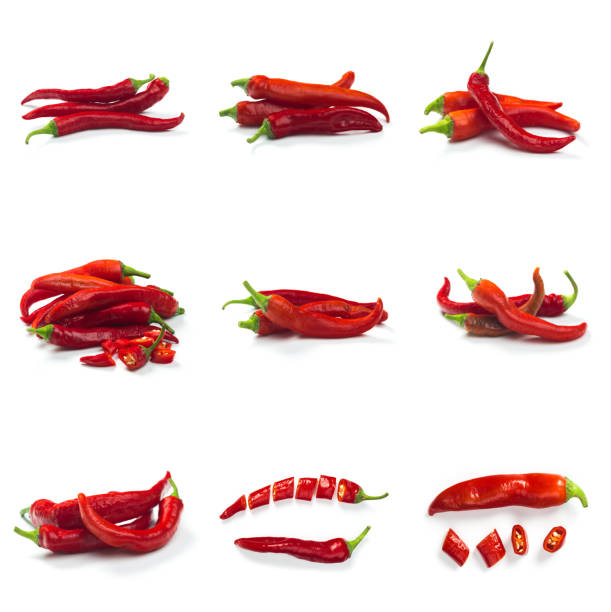 istock Set of red chili pepper isolate on white with clipping path 1182379259