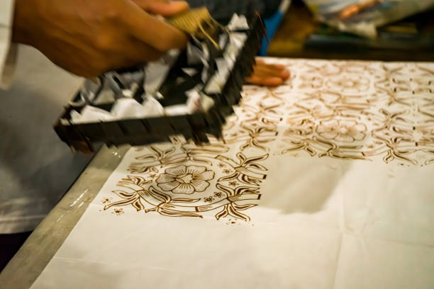 istock Making process of stamping Batik fabric. 1182379674