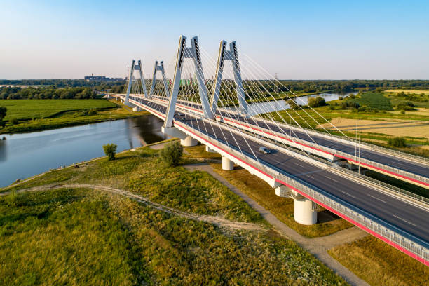 istock Double cable-stayed bridge over the Vistula river in Krakow, Poland 1182379867
