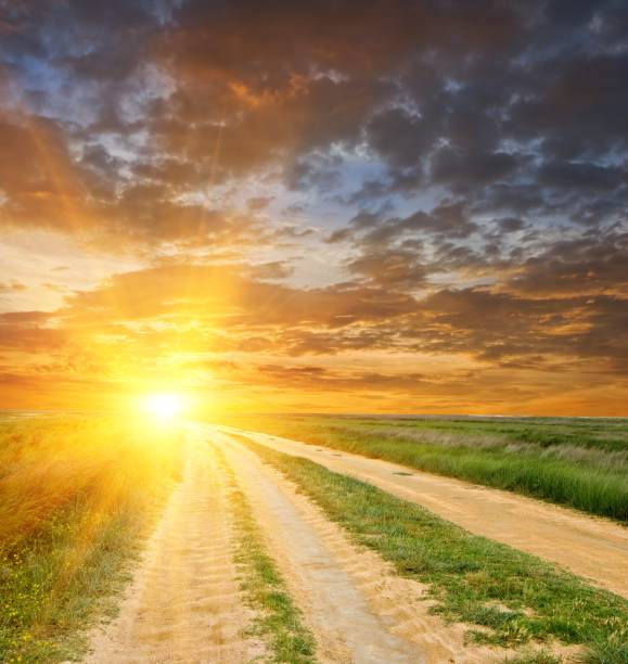 istock rural landscape on a sunset 1182380933