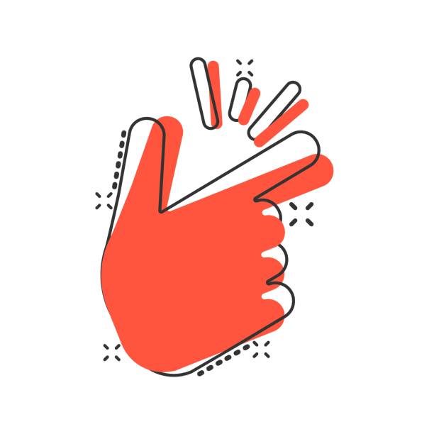 ilustrações de stock, clip art, desenhos animados e ícones de finger snap gesture icon in comic style. expression vector cartoon illustration pictogram splash effect. - human thumb click human hand communication