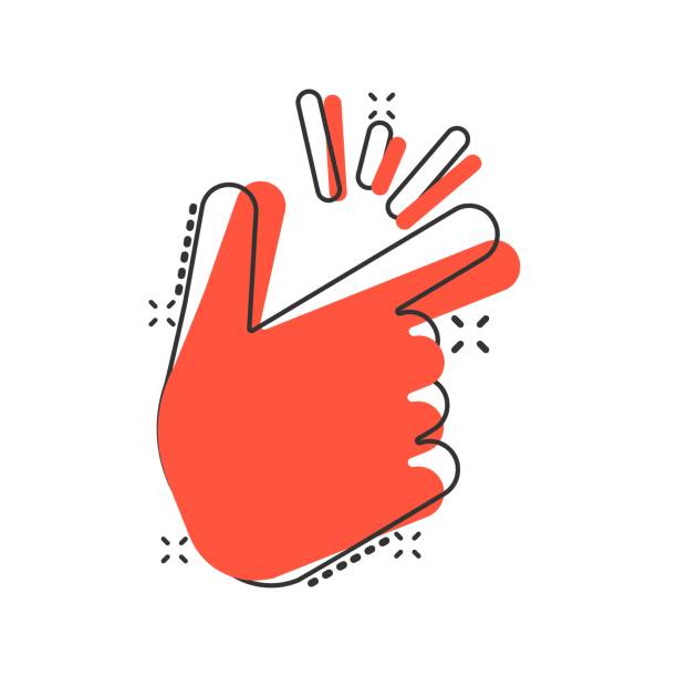 Finger snap gesture icon in comic style. Expression vector cartoon illustration pictogram splash effect. Finger snap gesture icon in comic style. Expression vector cartoon illustration pictogram splash effect. magic mouse stock illustrations