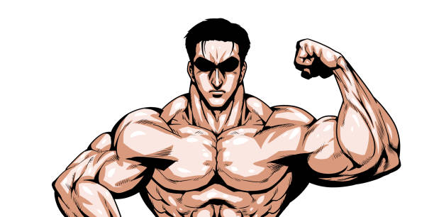 muscle muscleman muscular build illustrations stock illustrations