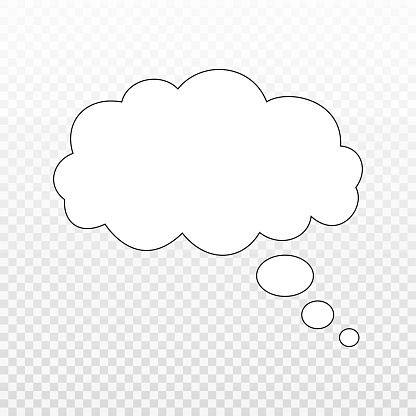 Think bubble isolated. Trendy think bubble in flat style. Modern template for social network and label. Creative thought balloon. Cloud line art, vector illustration