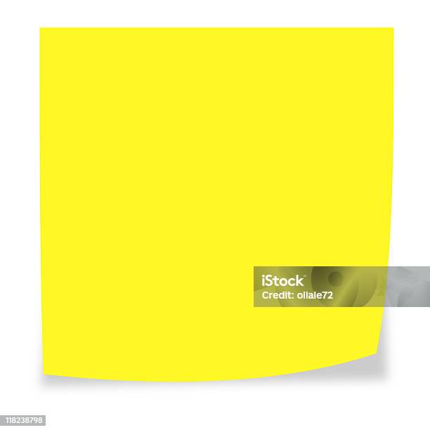 Żółty Uwaga Papieru Na Białym Tle - zdjęcia stockowe i więcej obrazów Artykuł biurowy - Artykuł biurowy, Bazgroły - Wzór, Bez ludzi