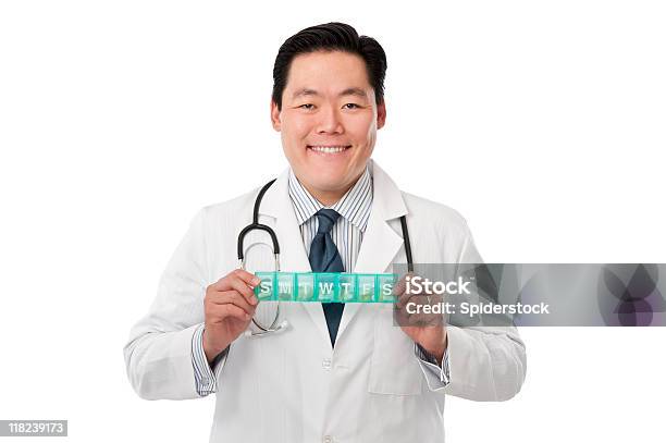 Young Asian Doctor With Pill Box Stock Photo - Download Image Now - 30-39 Years, Adult, Adults Only
