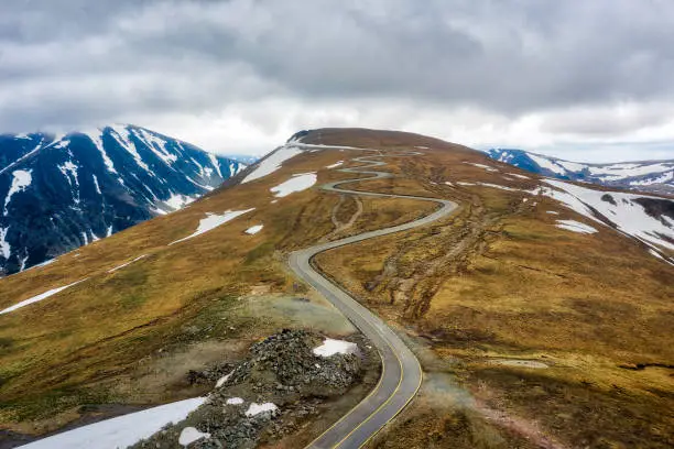 Transalpina with last snow of the winter in Romania, taken in May 2019, taken in HDR